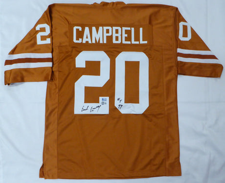 Texas Longhorns Earl Campbell Autographed Orange Jersey "HT 77" Beckett BAS QR #BM26063