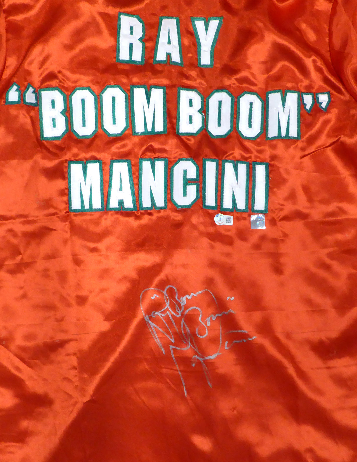 Ray "Boom Boom" Mancini Autographed Red Boxing Robe Beckett BAS QR #BH26859