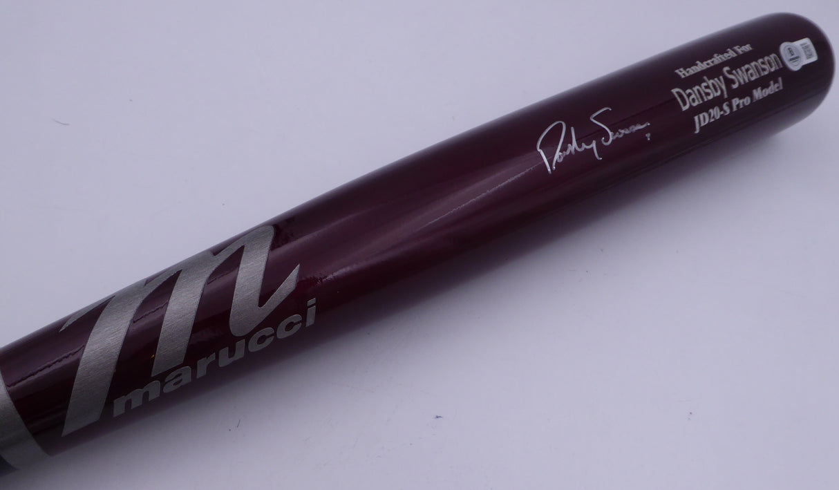 Dansby Swanson Autographed Game Model Marucci Bat Chicago Cubs Beckett BAS QR #BM98948