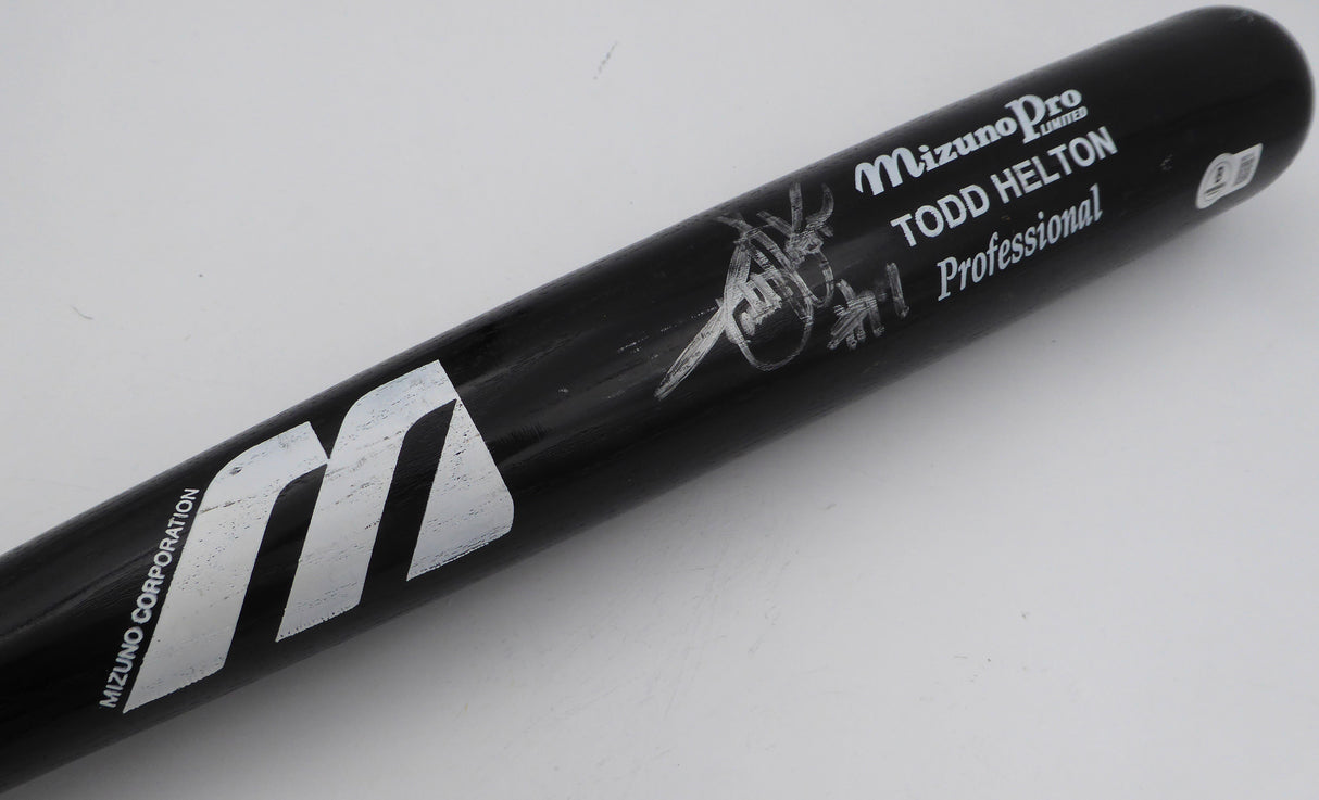 Todd Helton Autographed Game Model Mizuno Bat Colorado Rockies Beckett BAS QR #BM02118