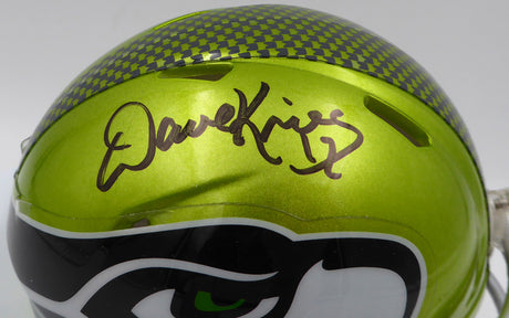 Dave Krieg Autographed Green Flash Alternate Mini Helmet Seattle Seahawks JSA #WA615871