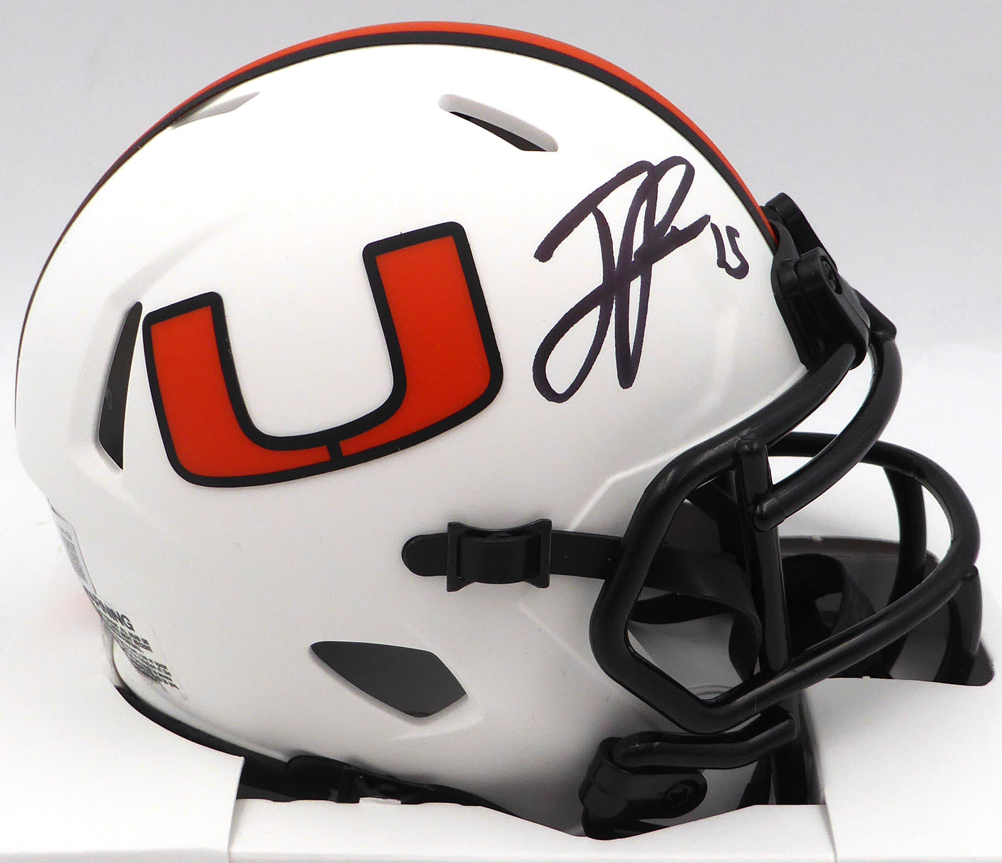 Jaelan Phillips Autographed White Lunar Eclipse Mini Helmet Miami Hurricanes Beckett BAS QR #W461424