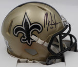 Mark Ingram Autographed Gold Speed Mini Helmet New Orleans Saints Beckett BAS QR #WY81295