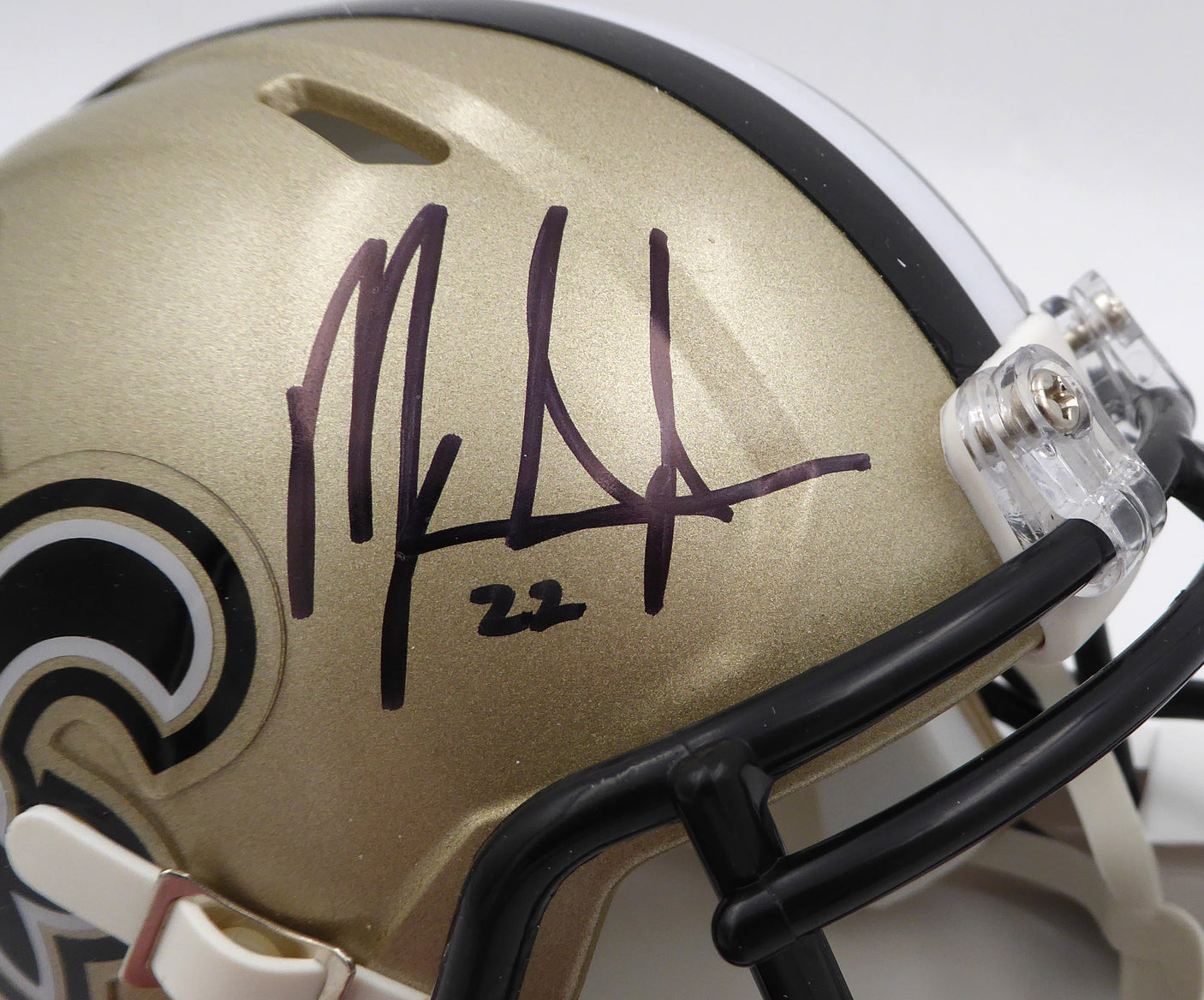 Mark Ingram Autographed Gold Speed Mini Helmet New Orleans Saints Beckett BAS QR #WY81295