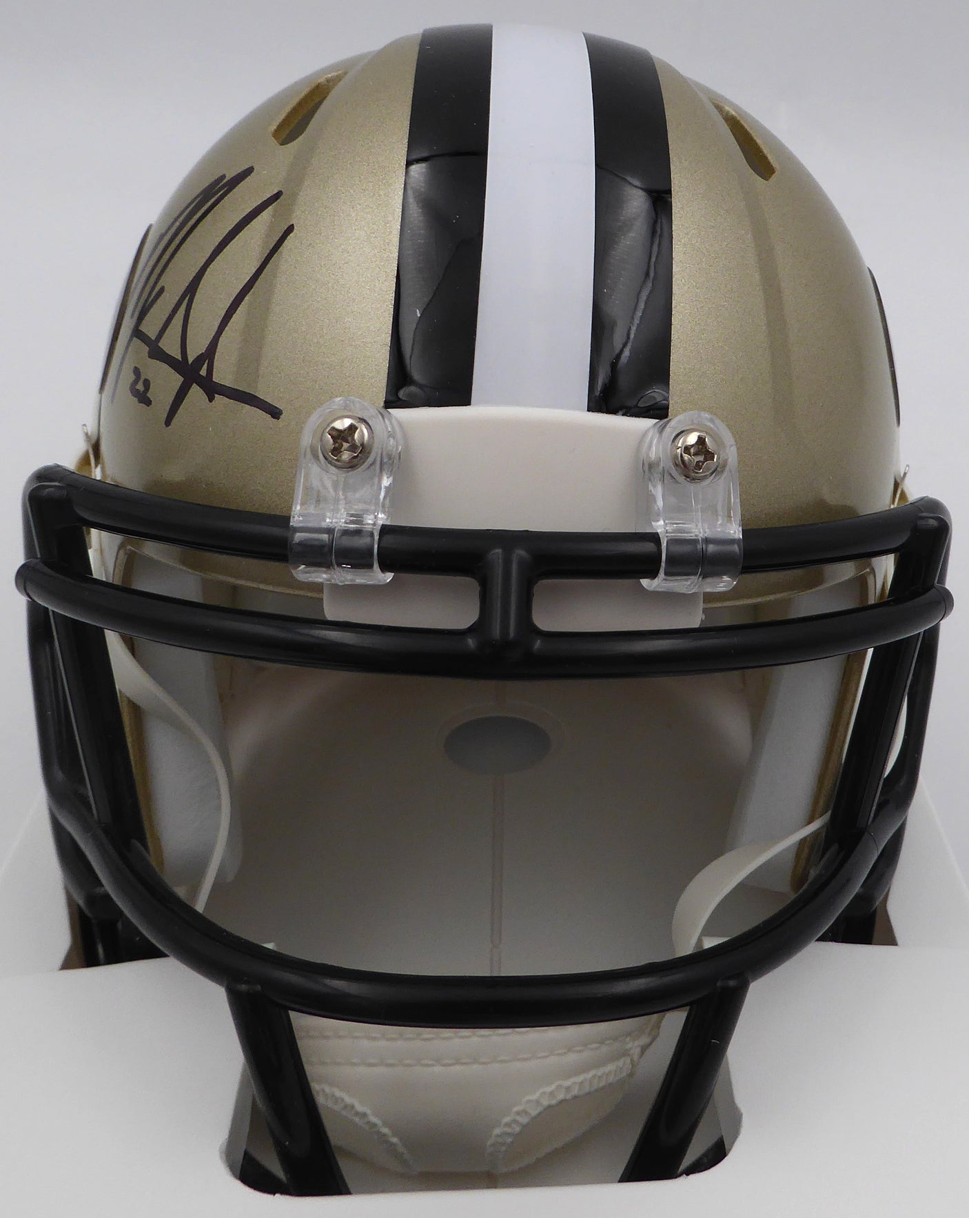 Mark Ingram Autographed Gold Speed Mini Helmet New Orleans Saints Beckett BAS QR #WY81295