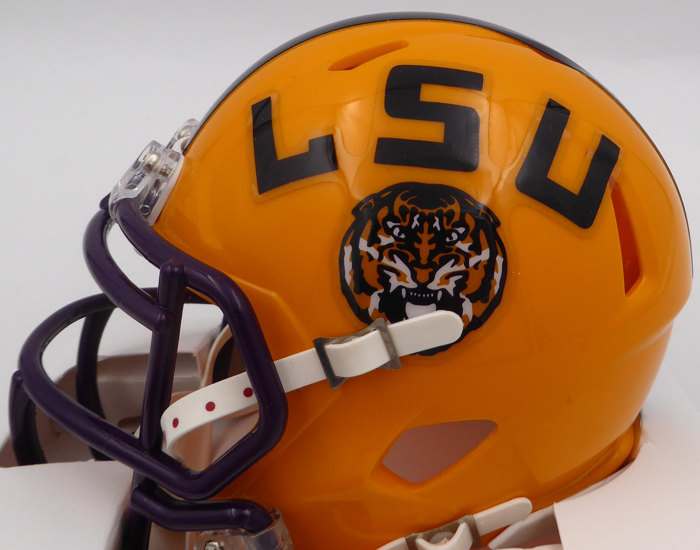 Terrace Marshall Jr. Autographed Yellow Speed Mini Helmet LSU Tigers Fanatics Holo #XP14004343