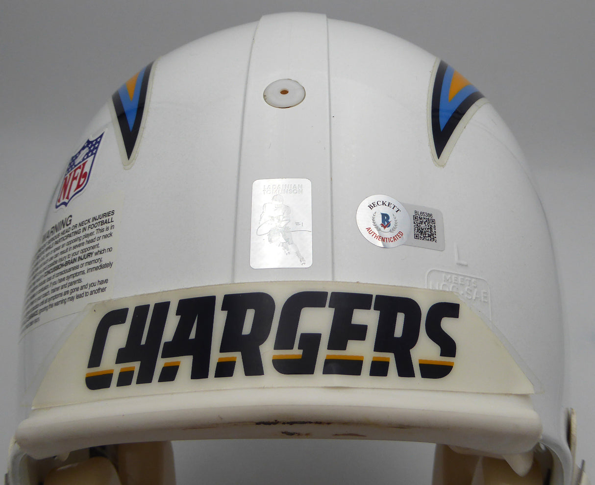 LaDainian Tomlinson Autographed White Full Size Authentic Helmet San Diego Chargers Beckett BAS QR #BL65386