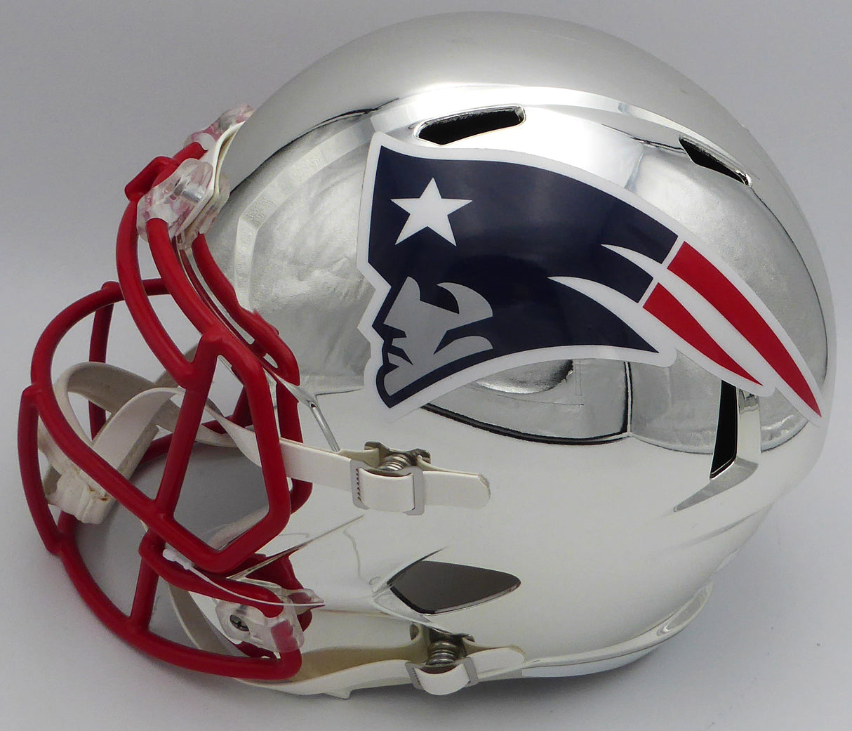 Tom Brady Autographed Chrome Silver Full Size Replica Helmet New England Patriots TriStar Holo #1901988