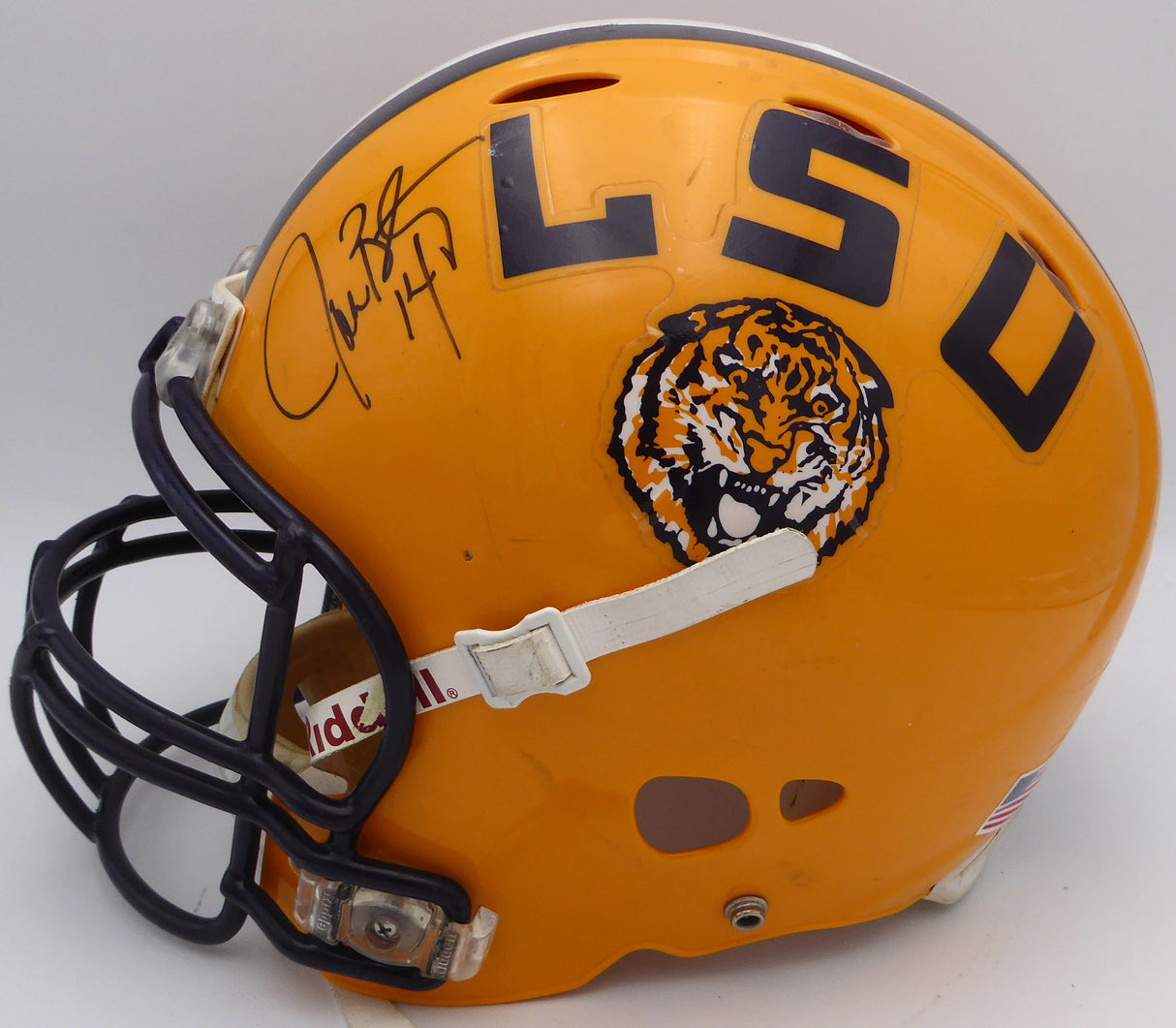 Les Miles & Josh Booty Autographed Full Size Authentic Helmet LSU Tigers Beckett BAS QR #BL65396