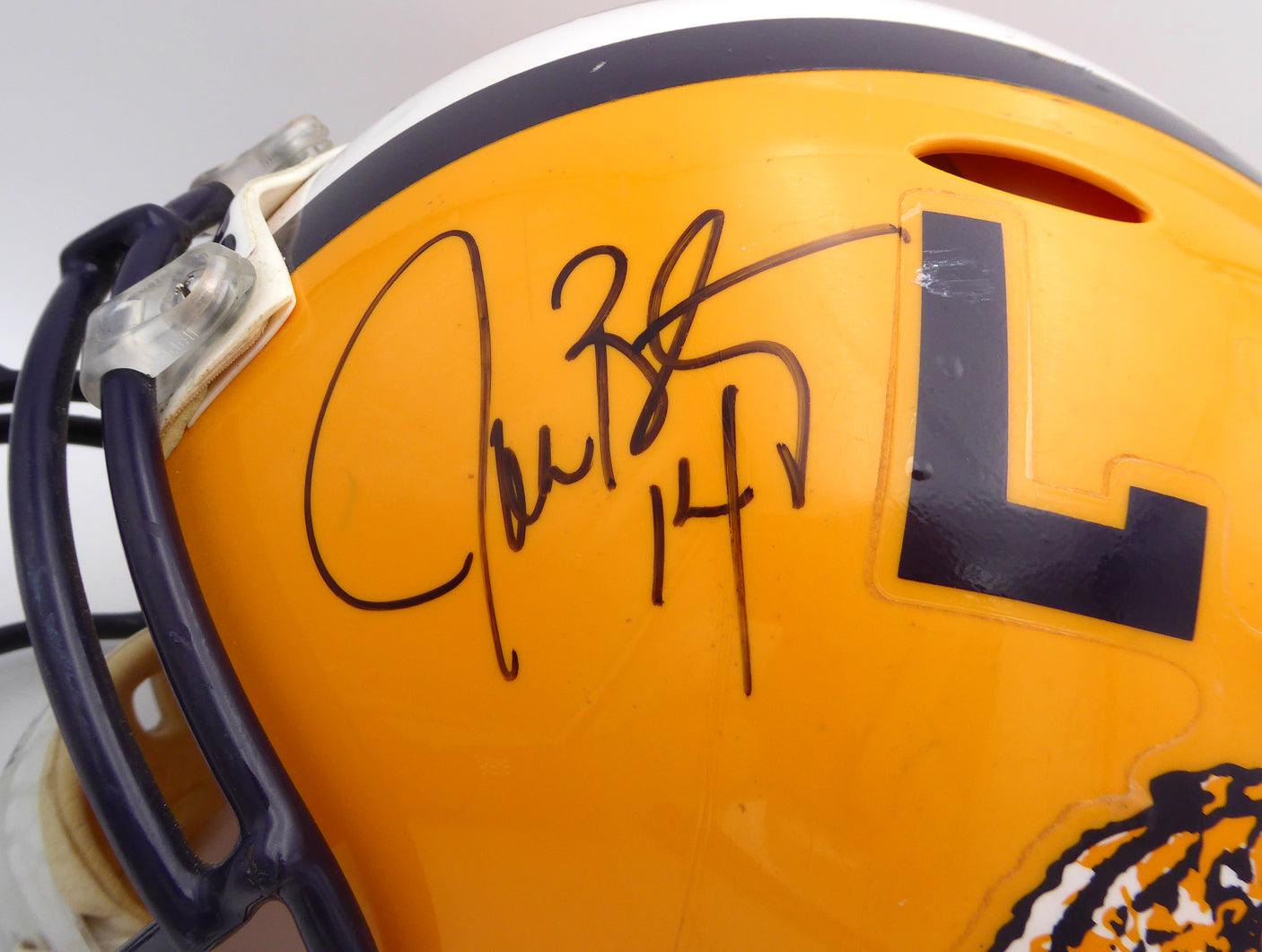 Les Miles & Josh Booty Autographed Full Size Authentic Helmet LSU Tigers Beckett BAS QR #BL65396