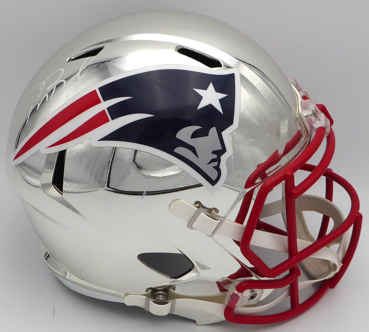 Tom Brady Autographed Chrome Silver Full Size Replica Helmet New England Patriots TriStar Holo #1901979