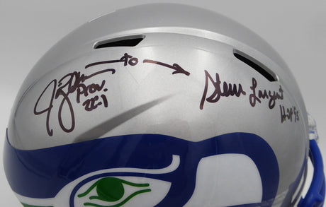 Steve Largent & Jim Zorn Autographed Seattle Seahawks Full Size Speed Replica Helmet Seattle Seahawks MCS Holo #83879