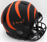 Ja'Marr Chase Autographed Cincinnati Bengals Eclipse Black Authentic Full Size Speed Helmet Beckett BAS QR #WR36974