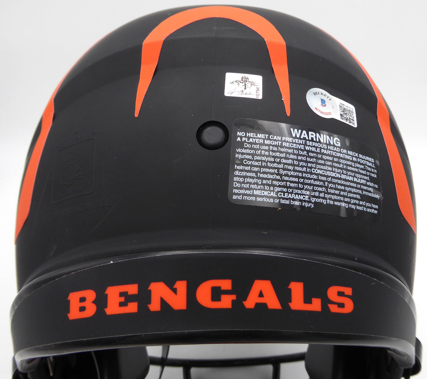 Ja'Marr Chase Autographed Cincinnati Bengals Eclipse Black Authentic Full Size Speed Helmet Beckett BAS QR #WR36974