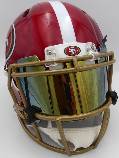 Deion Sanders Autographed San Francisco 49ers Flash Red Authentic Full Size Speed Helmet With Visor Beckett BAS QR #WS48833