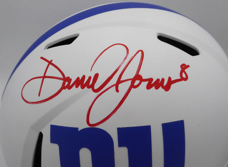 Daniel Jones Autographed New York Giants Alternate White Full Size Speed Replica Helmet New York Giants Beckett BAS QR #W045132