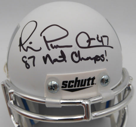 Michael Irvin Autographed Miami Hurricanes Flat White Schutt Mini Helmet "87 Natl Champs!" TriStar Holo #7771598