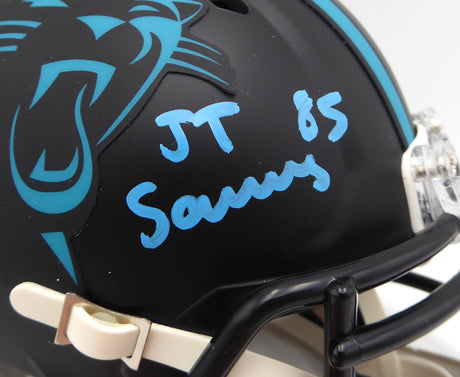 Ja'Tavion Sanders Autographed Carolina Panthers Eclipse Black Mini Helmet Beckett BAS QR #BM48199