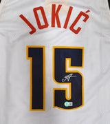 Denver Nuggets Nicola Jokic Autographed White Jersey Beckett BAS QR #BN13969