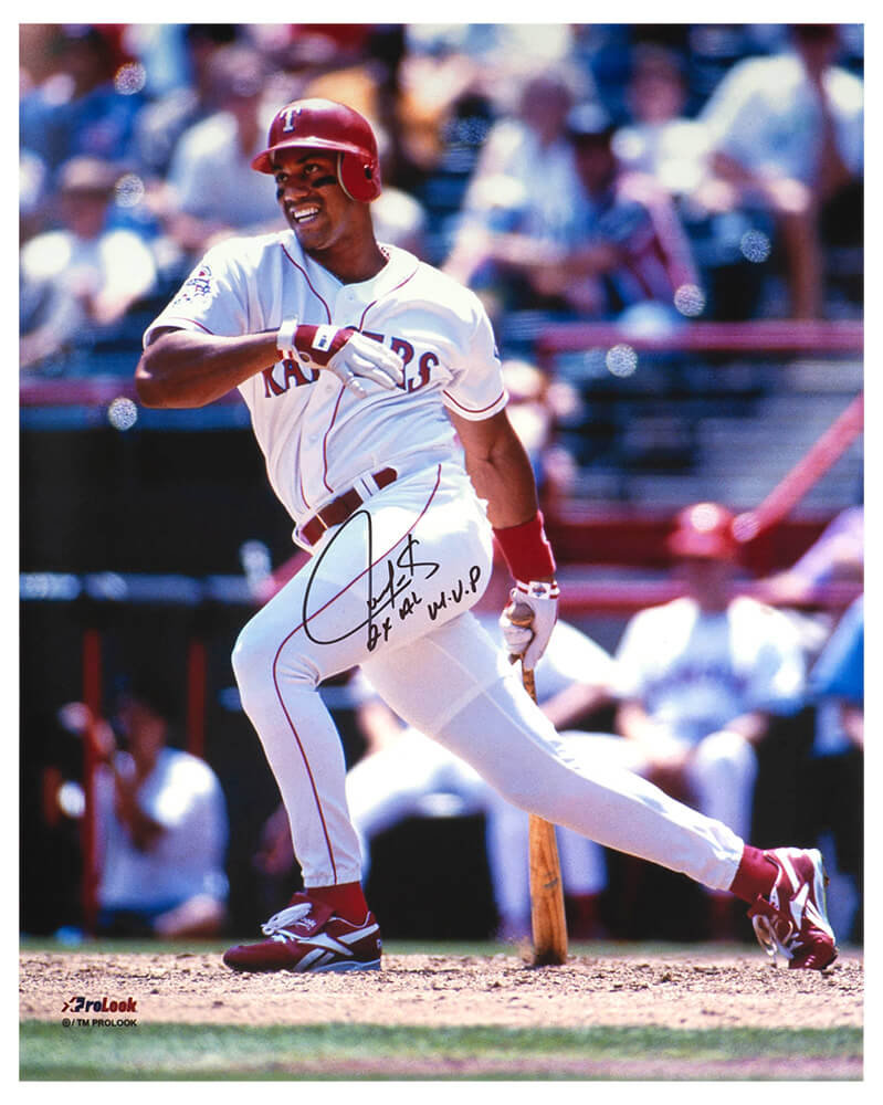 Juan Gonzalez Signed Texas Rangers White Jersey Swinging Action 16x20 Photo w/2x AL MVP