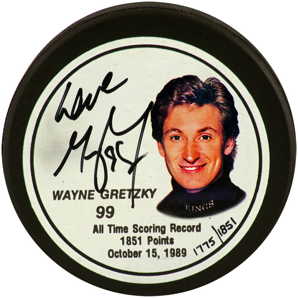 Wayne Gretzky Signed LA Kings All Time Scoring Record Gretzky Image LE #1775/1851 Hockey Puck - (PSA)