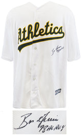 Ben Grieve Signed Oakland A's (Athletics) White Majestic Replica Baseball Jersey w/98 AL ROY