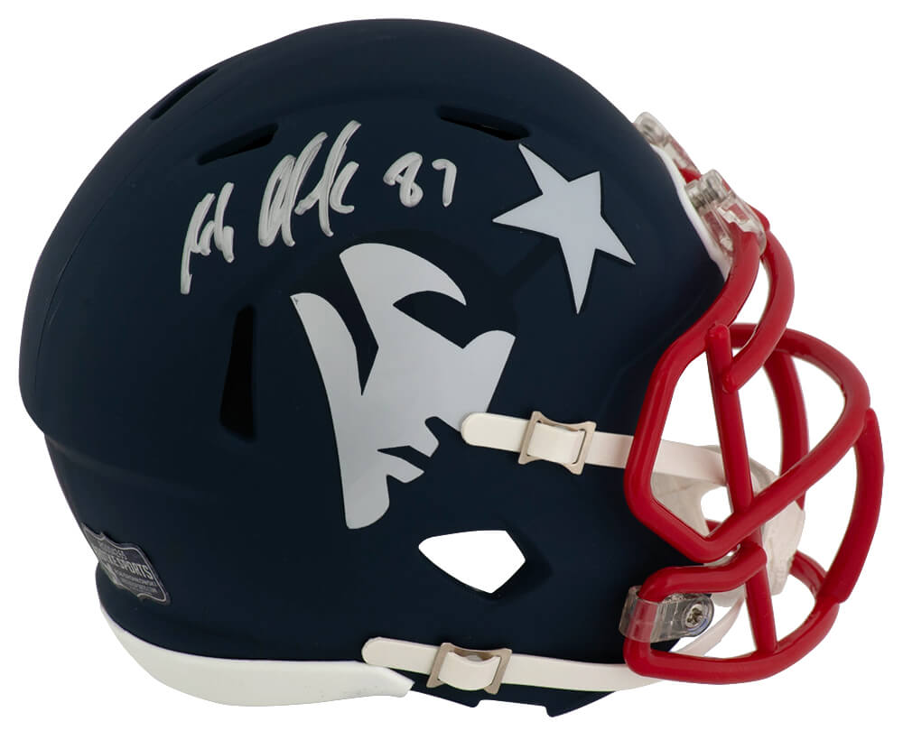 Rob Gronkowski Signed New England Patriots AMP Riddell Speed Mini Helmet - (Radtke)