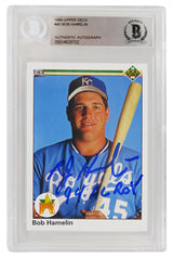 Bob Hamelin Signed Kansas City Royals 1990 Upper Deck Rookie Baseball Card #45 w/94 AL ROY - (Beckett Encapsulated)