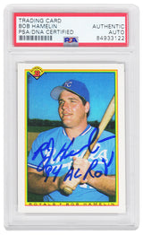 Bob Hamelin Signed Kansas City Royals 1990 Bowman Rookie Baseball Card #379 w/94 AL ROY - (PSA Encapsulated)