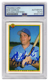 Bob Hamelin Signed Royals 1990 Bowman Rookie Baseball Card #379 w/94 AL ROY - (PSA Encapsulated)