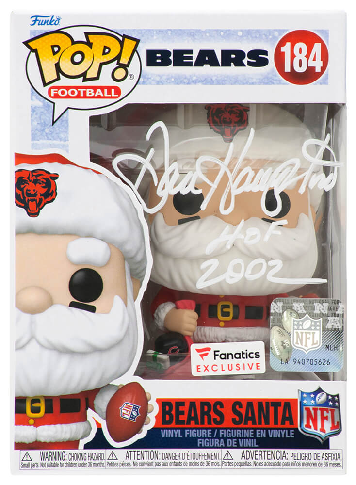 Dan Hampton Signed Chicago Bears SANTA Funko Pop Doll #184 w/HOF 2002