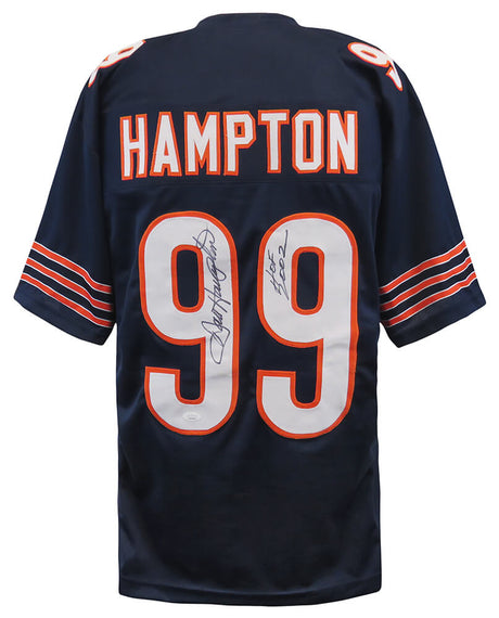 Dan Hampton Signed Navy Custom Football Jersey w/HOF 2002 - (JSA COA)