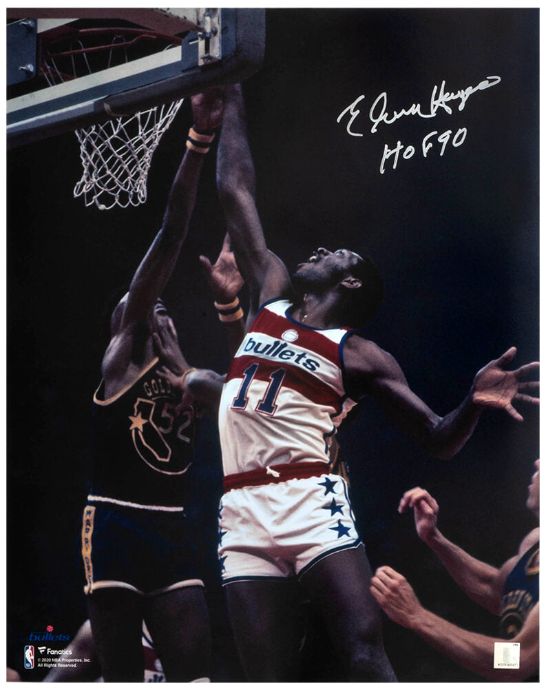 Elvin Hayes Signed Washington Bullets White Jersey Action 16x20 Photo w/HOF'90