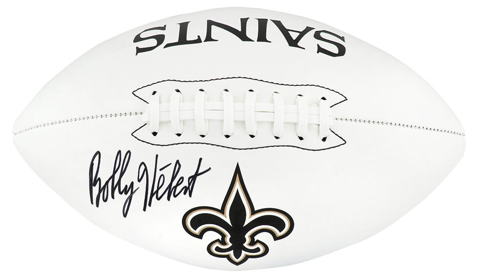 Bobby Hebert Signed New Orleans Saints Franklin White Logo Football