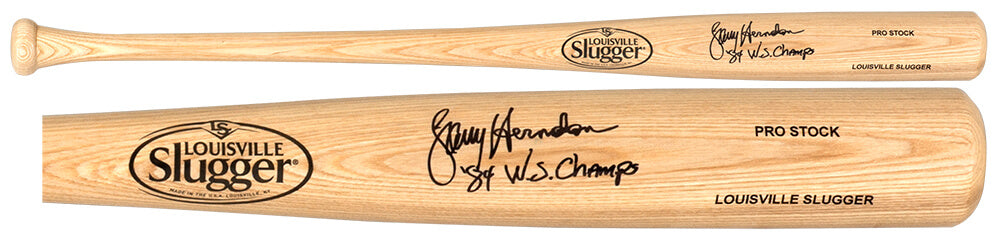 Larry Herndon Signed Louisville Slugger Pro Stock Blonde Baseball Bat w/84 WS Champs