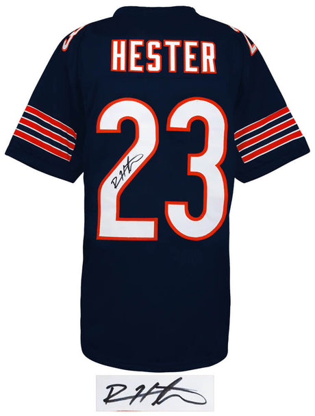 Devin Hester Signed Navy Custom Football Jersey