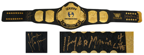 Hulk Hogan Signed Wrestling Leather Replica Championship Black Belt w/Hulkamania 4 Life