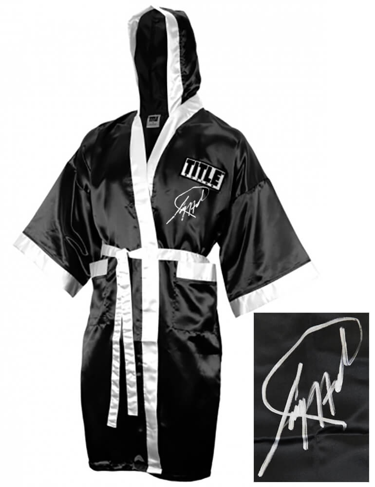 Larry Holmes Signed Title Black Boxing Robe