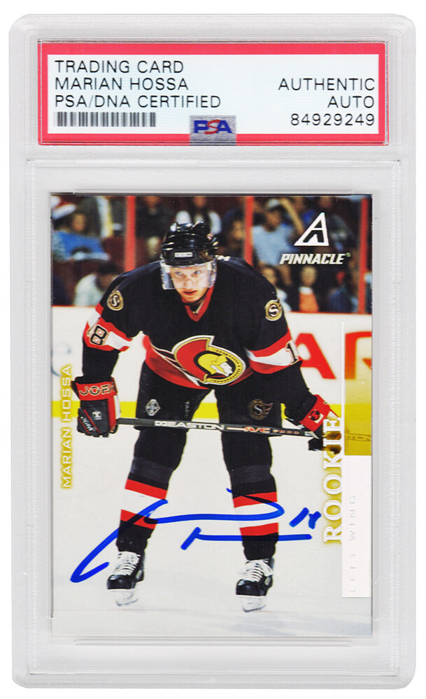 Marian Hossa Signed Ottawa Senators 1997 Pinnacle Rookie Card #17 - (PSA Encapsulated)