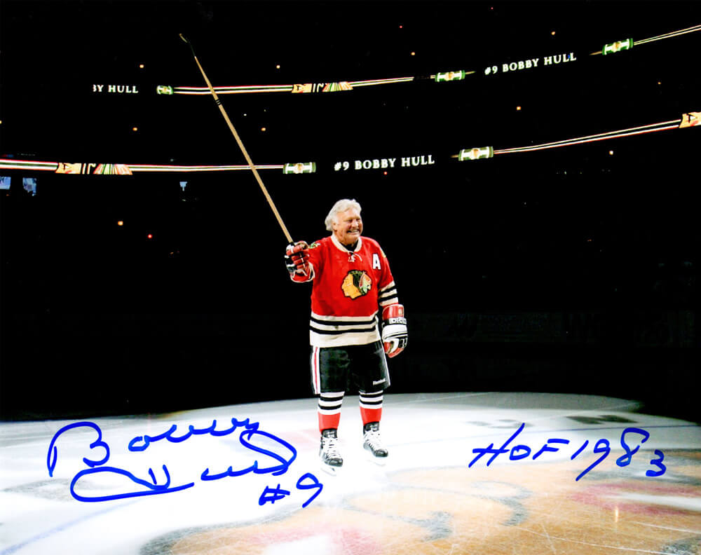 Bobby Hull Signed Blackhawks On Center Ice 8x10 Photo w/HOF 1983