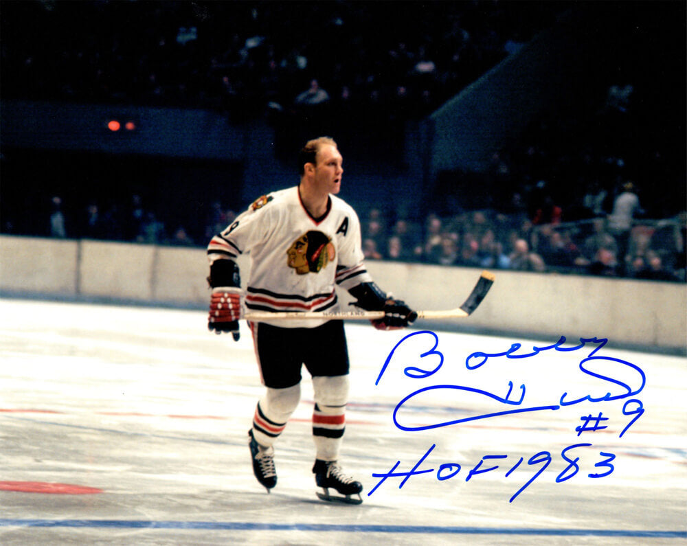 Bobby Hull Signed Blackhawks Horizontal Action 8x10 Photo w/HOF 1983