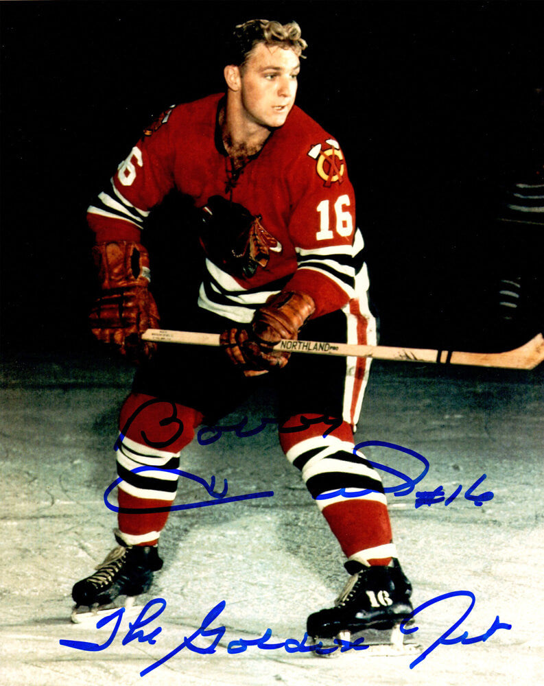 Bobby Hull Signed Chicago Blackhawks Color Stance 8x10 Photo w/The Golden Jet