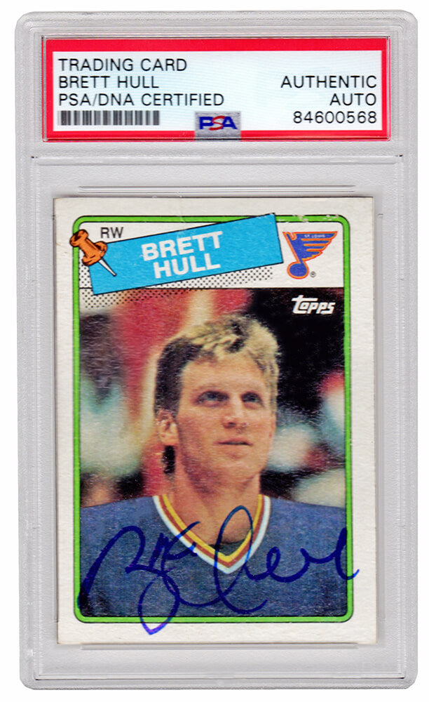 Brett Hull Signed St Louis Blues 1988 Topps Hockey Rookie Trading Card #66 - (PSA/DNA Encapsulated)