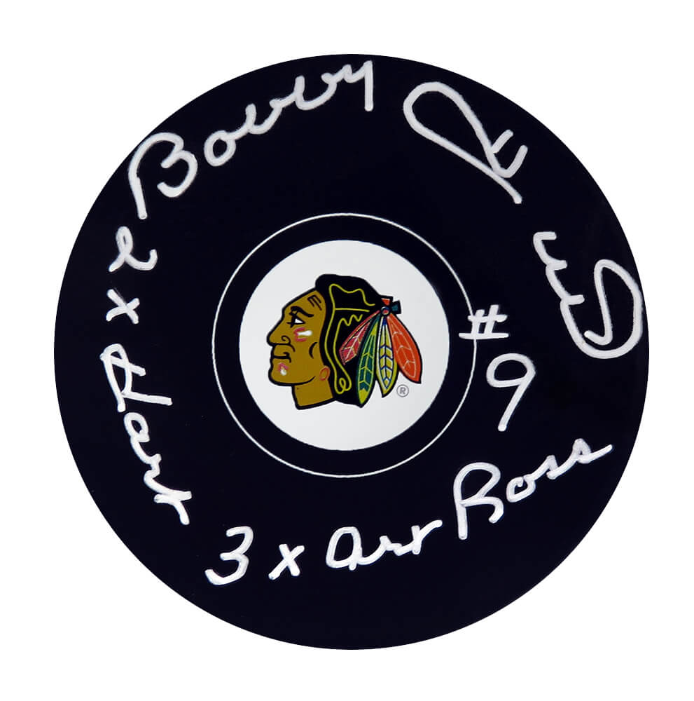 Bobby Hull Signed Chicago Blackhawks Logo Hockey Puck w/2x Hart, 3x Art Ross