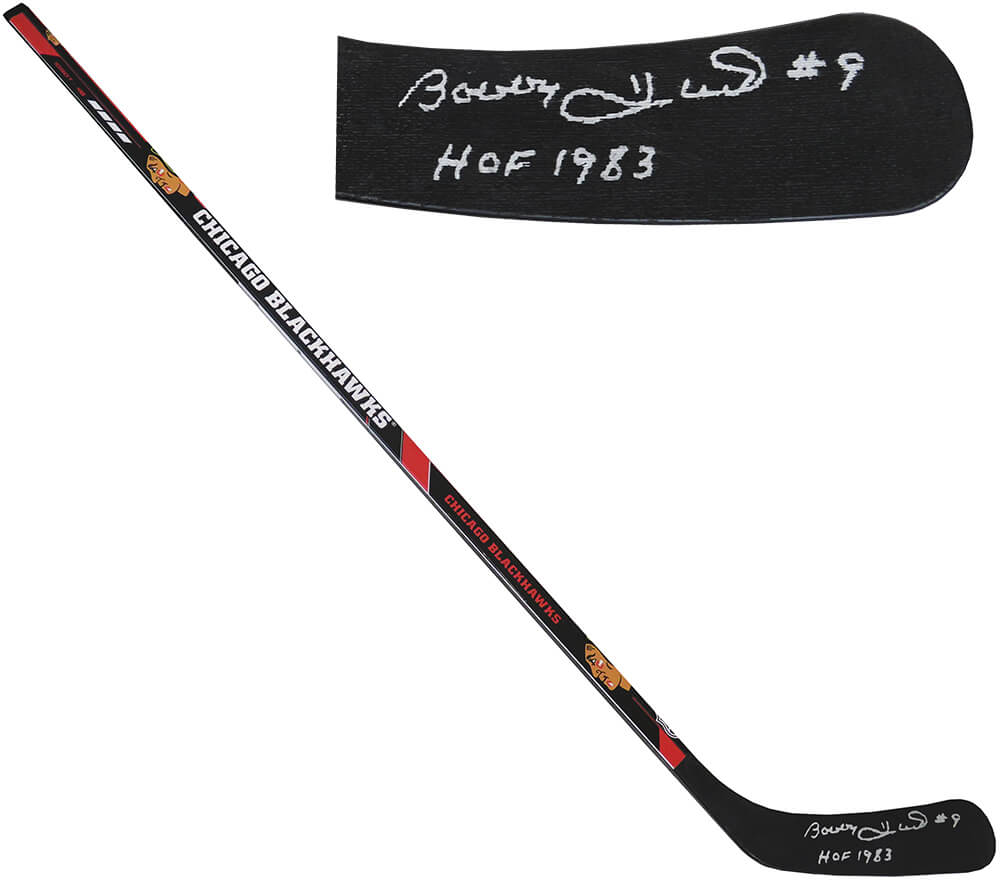 Bobby Hull Signed Chicago Blackhawks Franklin 48 Inch Full Size Hockey Stick w/HOF 1983