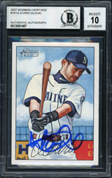 Ichiro Suzuki Autographed 2007 Bowman Heritage Card #181 Seattle Mariners Auto Grade 10 Beckett BAS #12491487