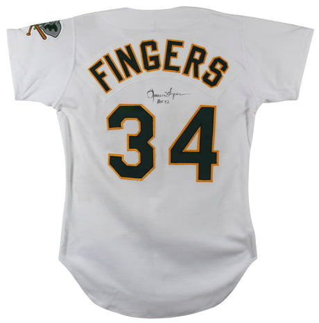 Athletics Rollie Fingers "HOF 92" Signed White Russell Athletic Jersey BAS