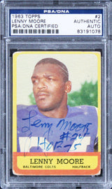 Colts Lenny Moore 'HOF 75' Authentic Signed Card 1963 Topps #2 PSA/DNA Slabbed