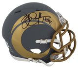 Rams Eric Dickerson "HOF 99" Signed Slate Speed Mini Helmet W/ Case BAS Witness