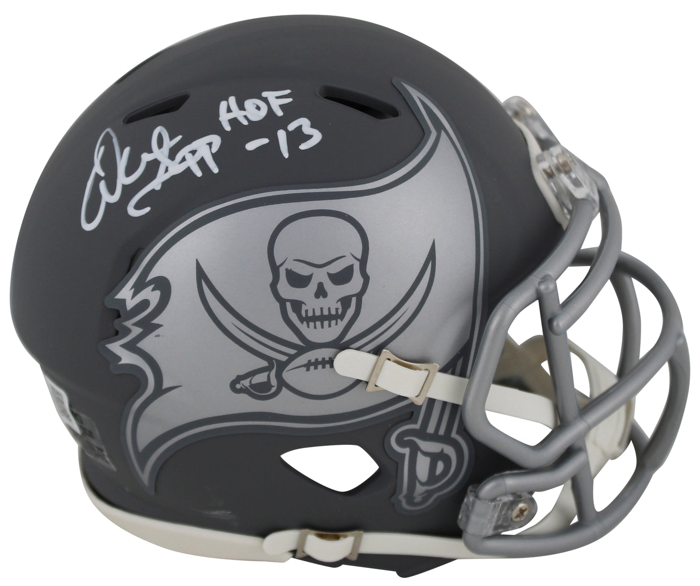 Buccaneers Warren Sapp "HOF 13" Signed Slate Speed Mini Helmet BAS Witnessed